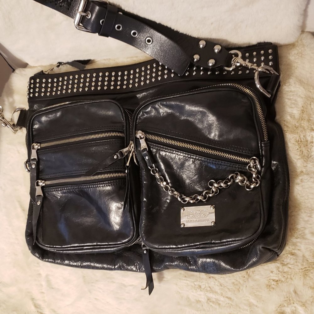 Dolce & Gabbana vintage studded leather men's crossbody bag
